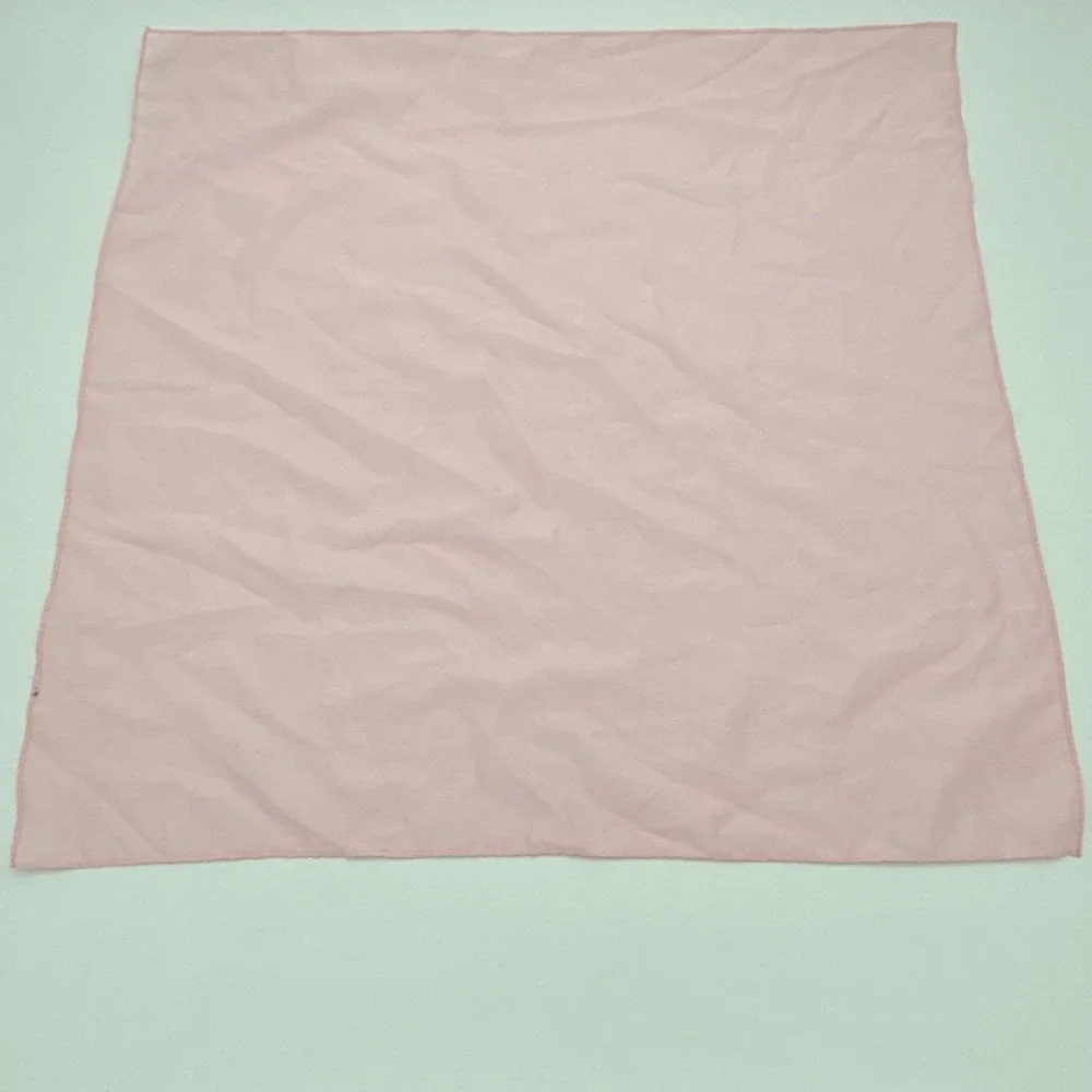 Vintage Pink Square Sheer Chiffon Neckerchief Bandana Solid Pastel Accessory